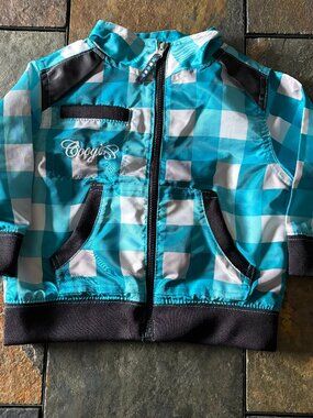 COOGI baby windbreaker jacket zip up teal blue toddler streetwear, size 12M